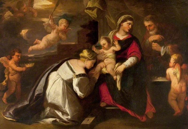 The Holy Family with Saint Catherine of Alexandria - Luca Giordano