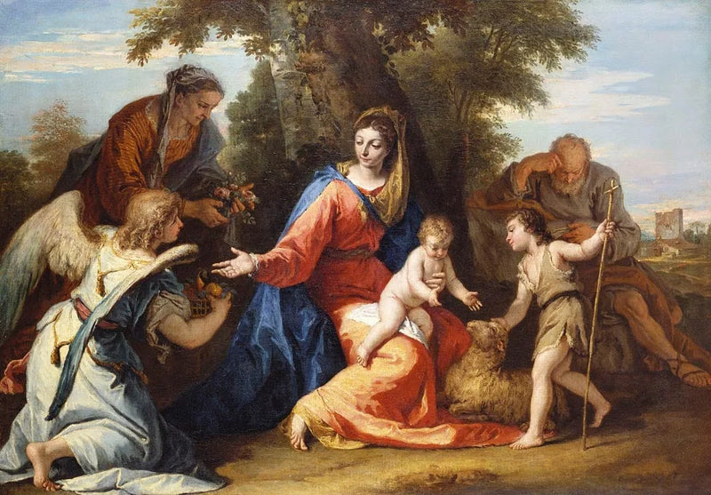 The Holy Family with Saint Elizabeth, Saint John the Baptist, and an Angel - Sebastiano Ricci