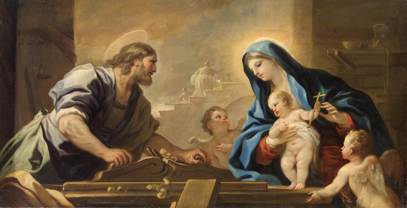 The Holy Family with Joseph at the carpenter's workbench - Luca Giordano