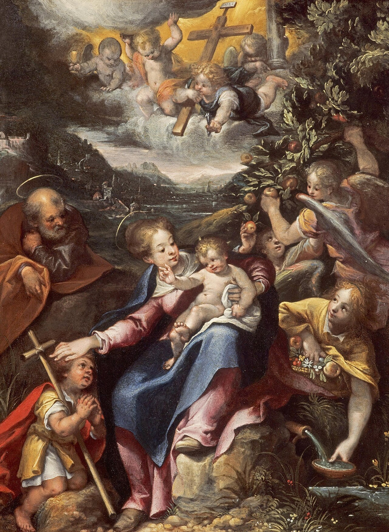 The Holy Family with the Little Saint John the Baptist in a Landscape - Denis Calvaert