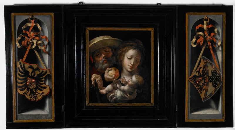 The Holy Family with the coat of arms of Charles... - Jan Gossaert