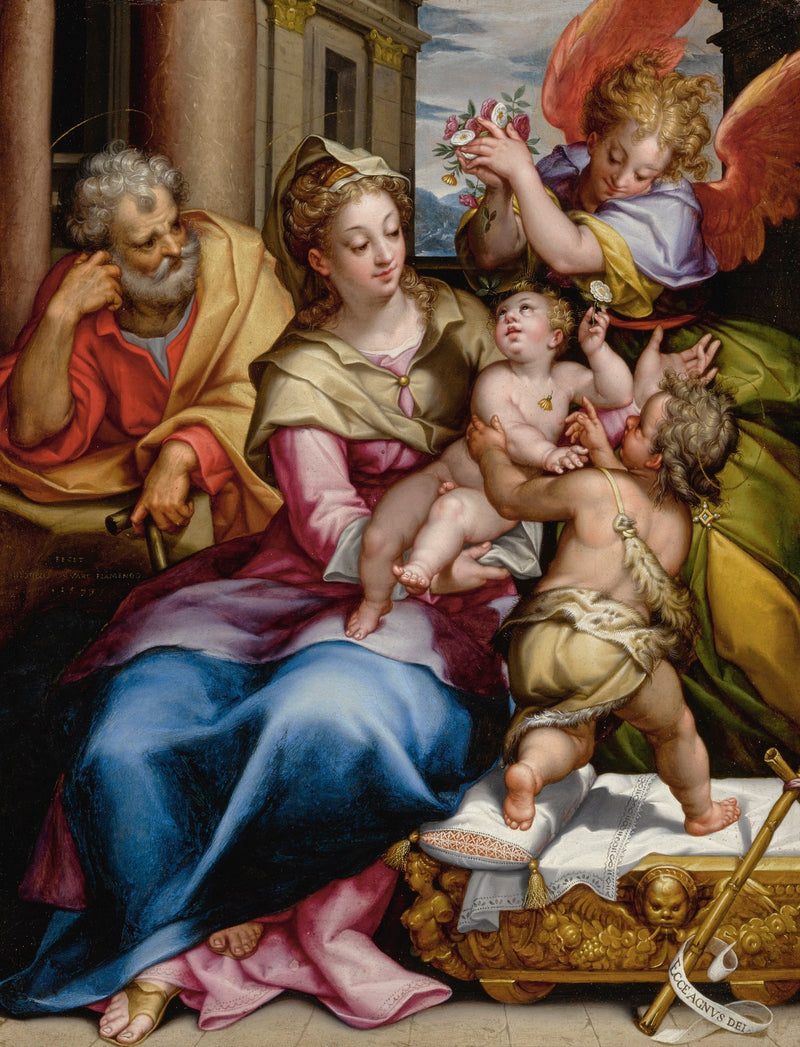 The Holy Family with Saint John the Baptist and an Angel - Denis Calvaert