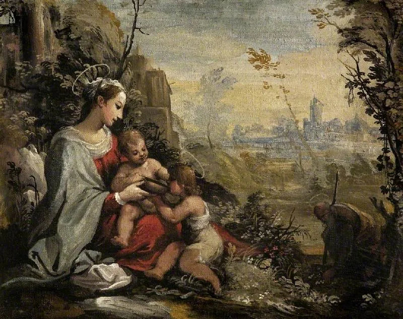 The Holy Family on the Run Meets Young Saint John - Guercino