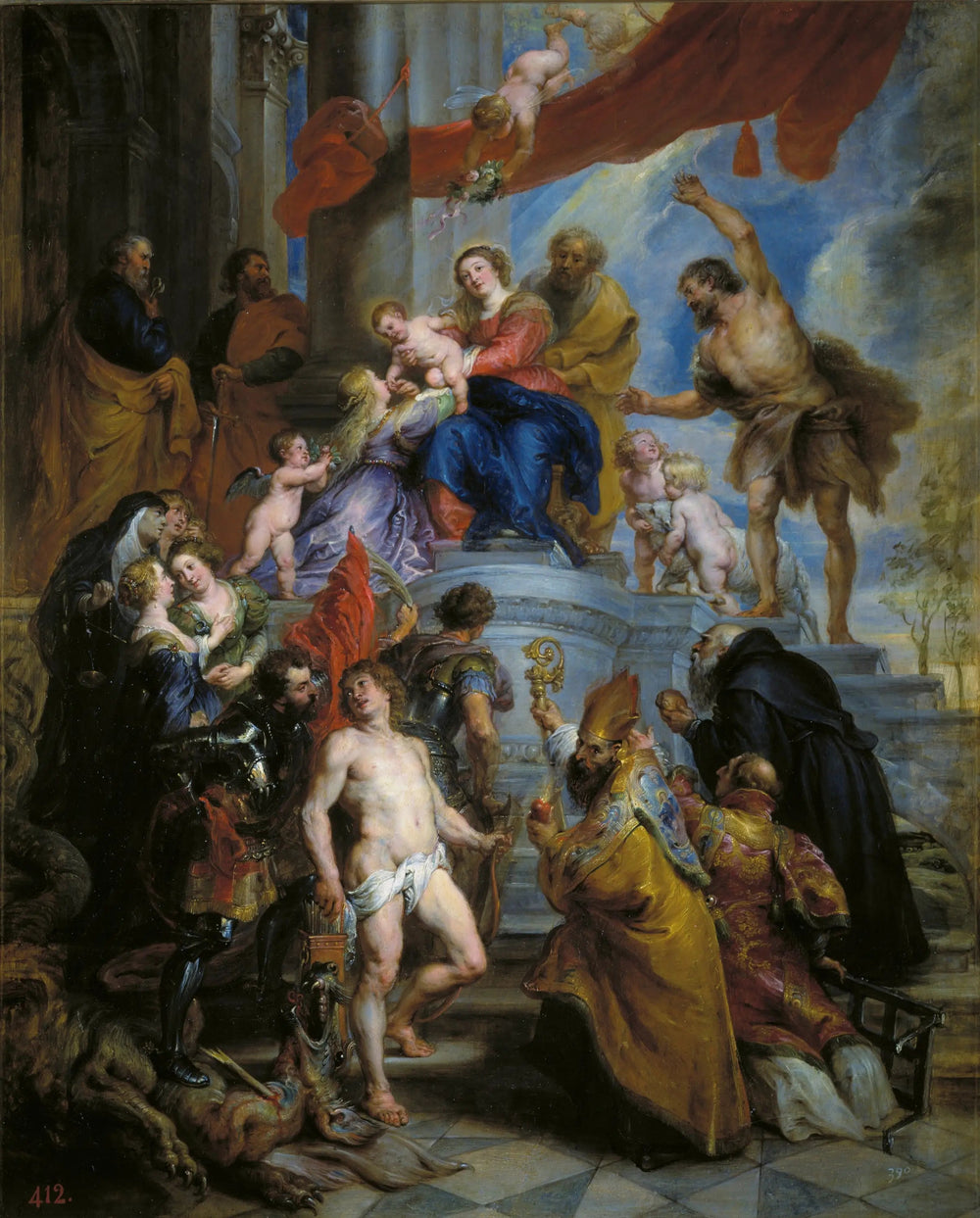 La Sainte Famille entourée de Saints - Peter Paul Rubens image 1 copie de tableau peinte à la main