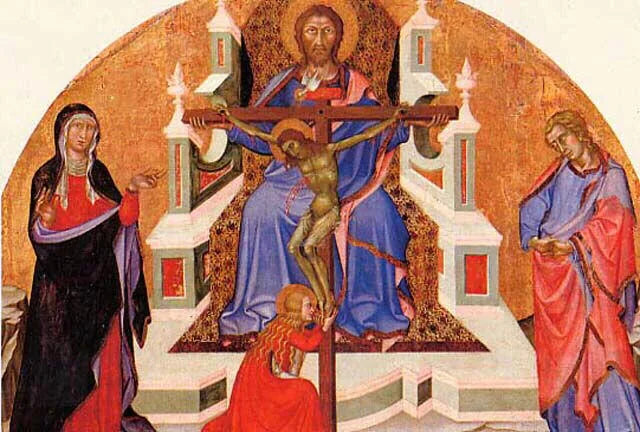 The Holy Trinity (Trinity altarpiece) - Bartolo di Fredi