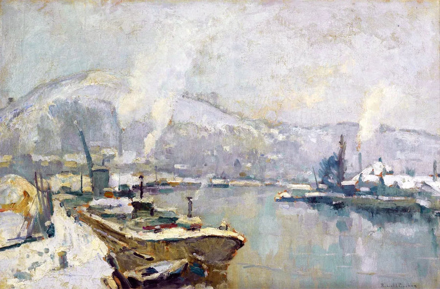 The Seine and the Côte Sainte Catherine in Rouen in winter - Robert Antoine Pinchon