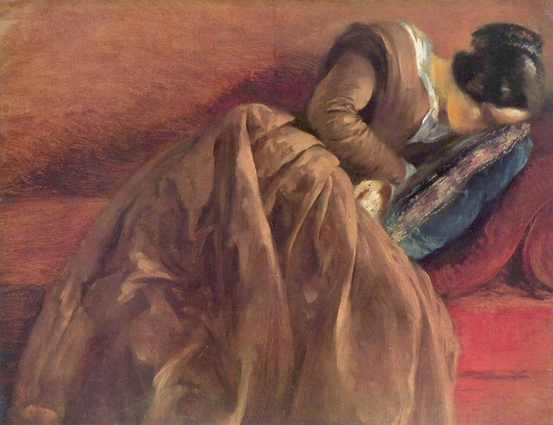 The sister of Menzel, Emilie, asleep - Adolph von Menzel