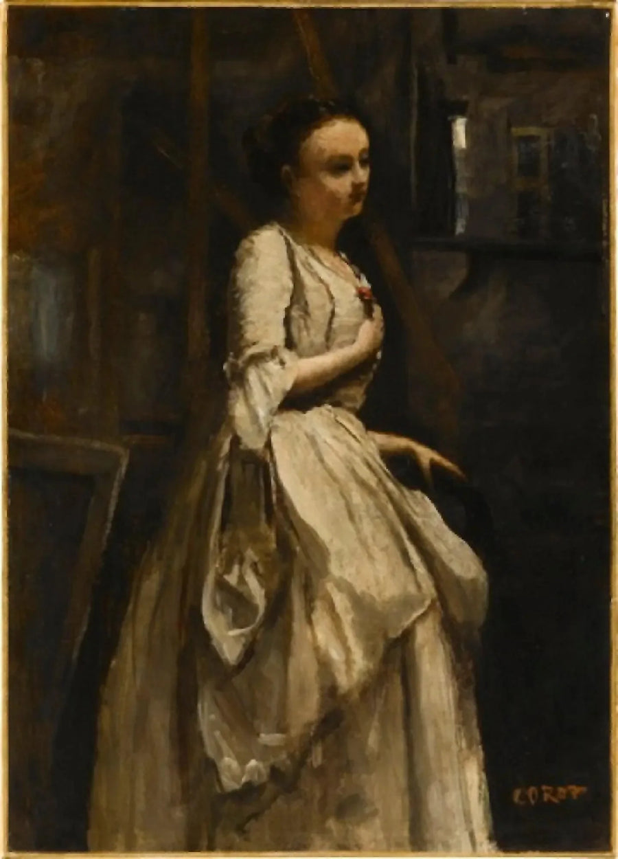 The Soubrette with the Red Flower - Jean-Baptiste Camille Corot