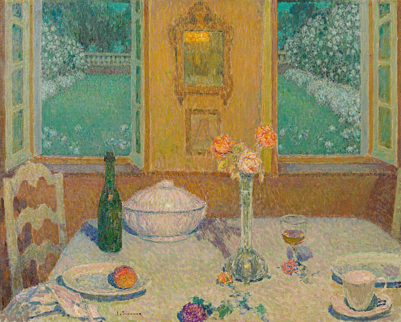 The table sur le jardin fleuri au crépuscule, Gerberoy - Henri Le Sidaner