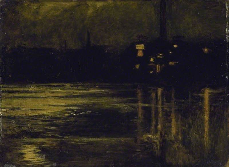 The Thames at Chelsea, in the evening - William Holman Hunt