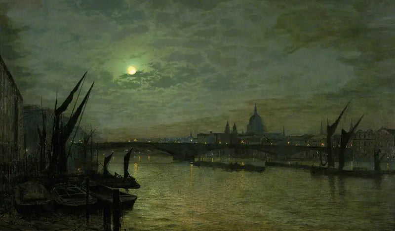 The Thames at Moonlight with Southwark Bridge, London - John Atkinson Grimshaw