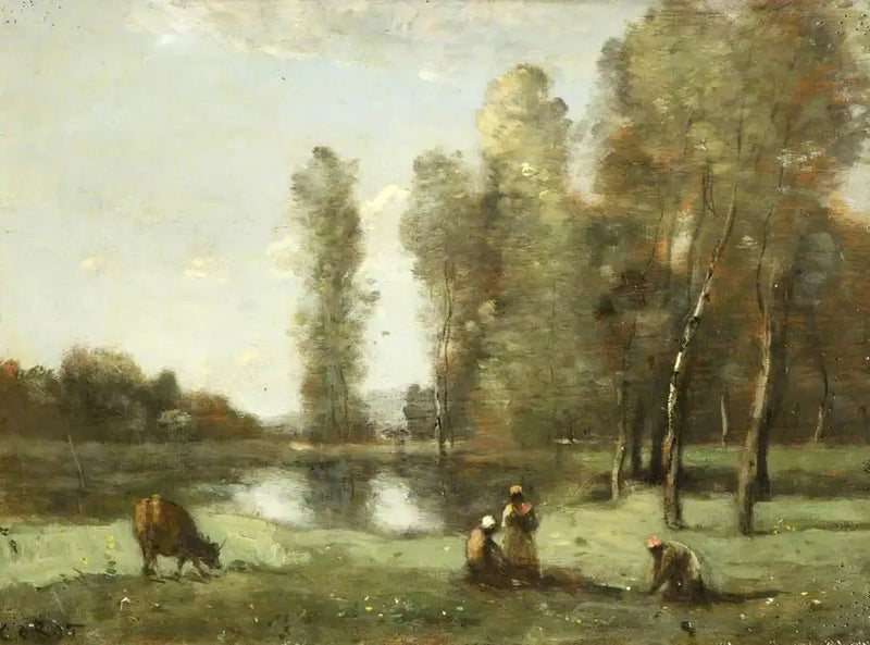 The Cow at the Trough - Jean-Baptiste Camille Corot