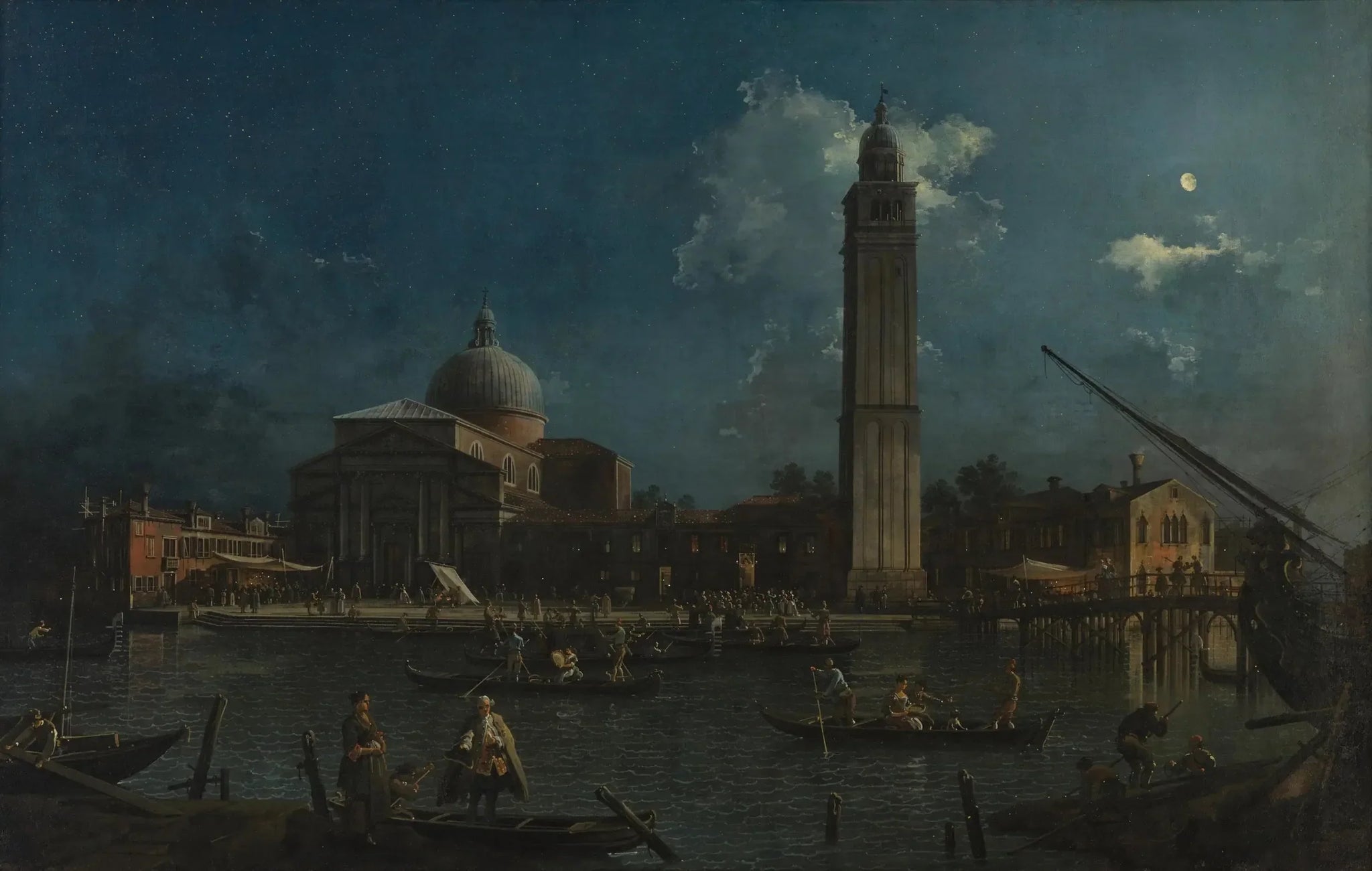 La Veillée nocturne à San Pietro di Castello - Canaletto image 1 copie peinte à la main à l’huile