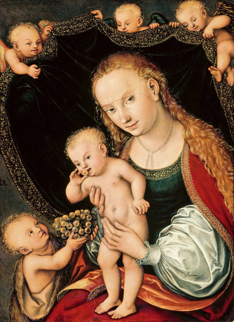 The Virgin and Child with Little Jean Baptiste and Angels - Lucas Cranach the Elder