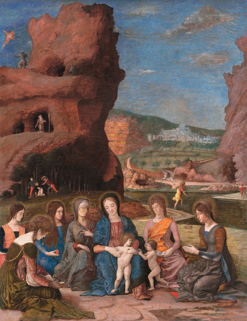 The Virgin and Child with the Little Saint John the Baptist and Six Saints - Andrea Mantegna