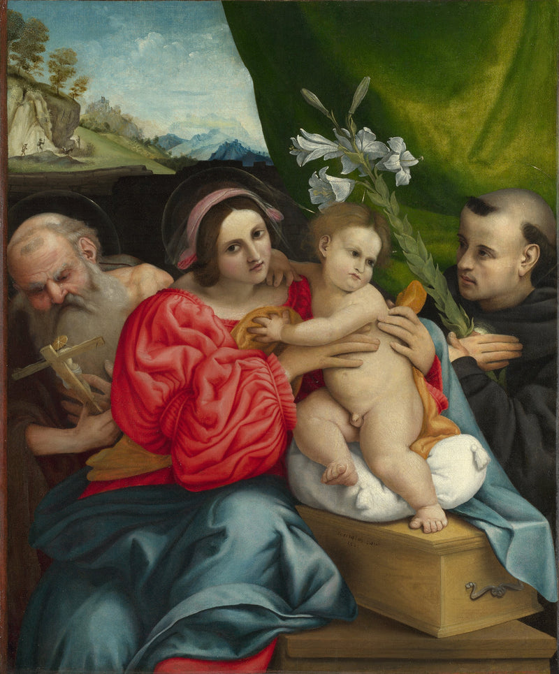 The Virgin and Child with Saints Jerome and Nicholas of Tolentino - Lorenzo Lotto
