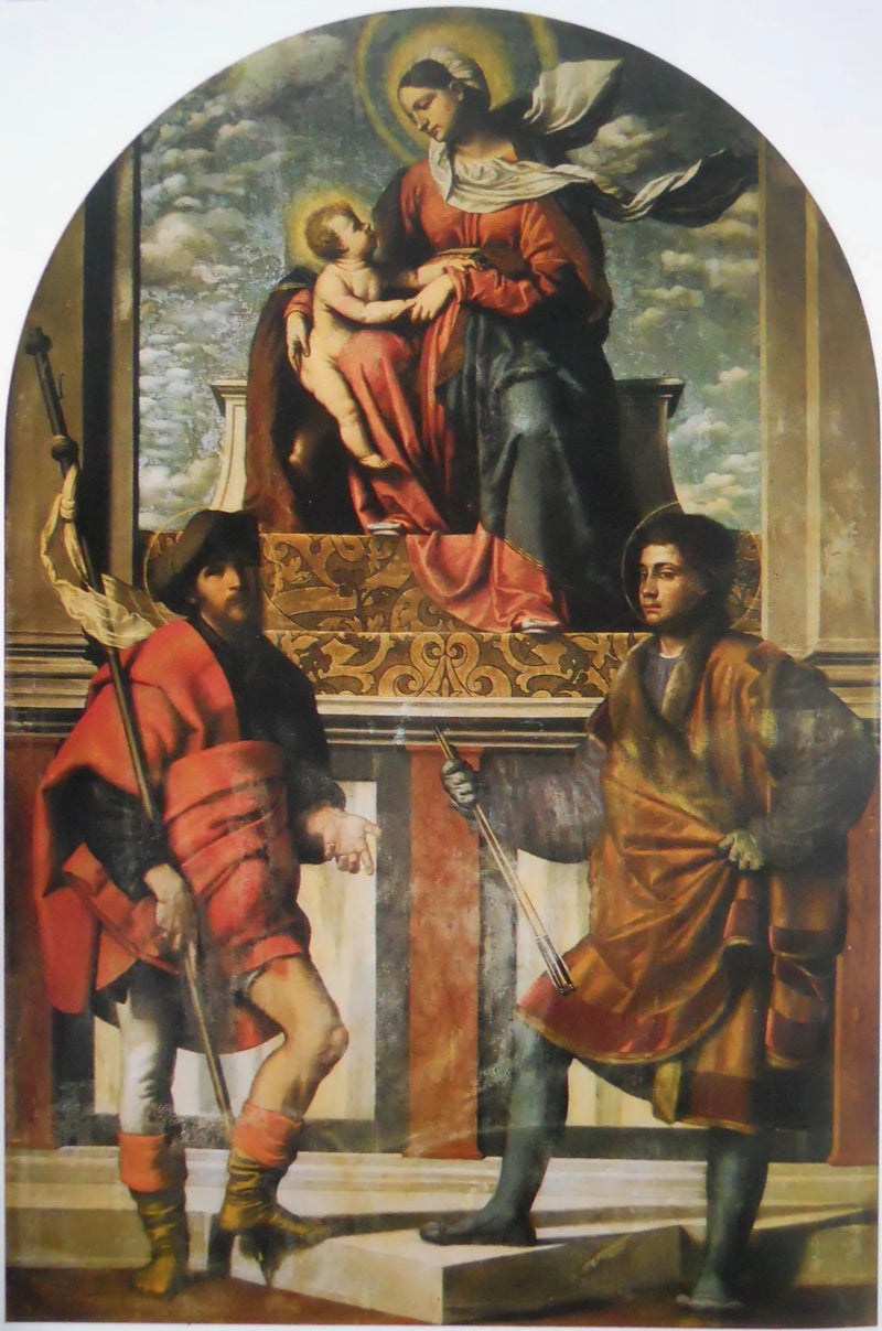 The Virgin and Child with Saints Roch and Sebastian - Alessandro Bonvicino