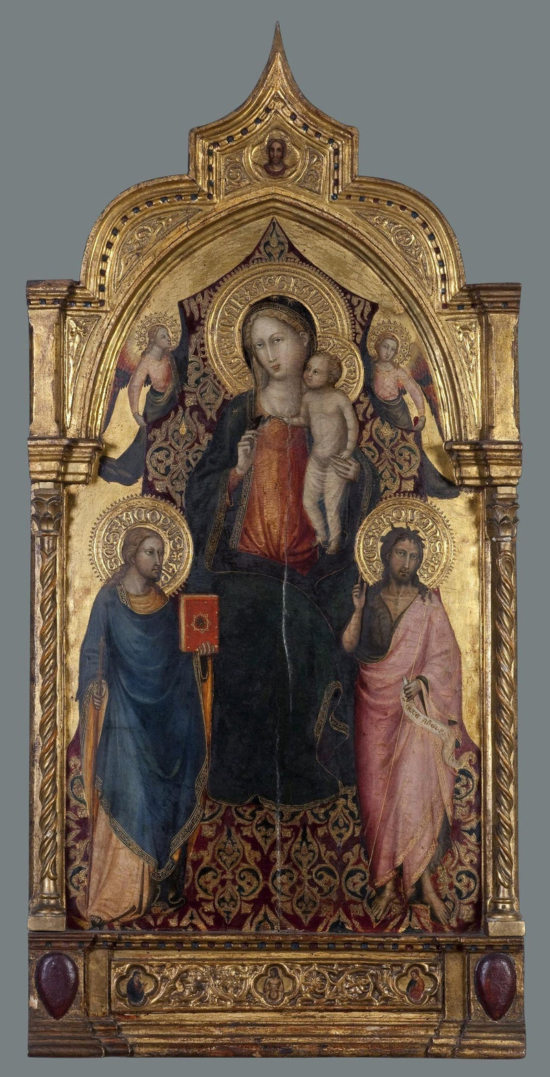 The Virgin and Child, with Saint James the Younger, Saint John the Baptist, and angels