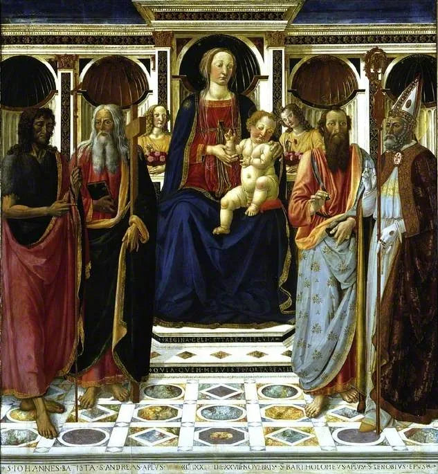 The Virgin and Child with Saint John the Baptist, Saint Andrew Barthélemy, and Saint Zénobe - Cosimo Rosselli