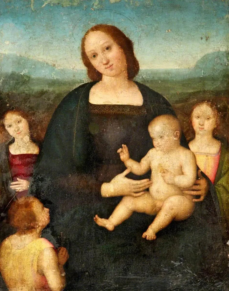 The Virgin and Child with Saint John and Two Angels - Pietro Perugino