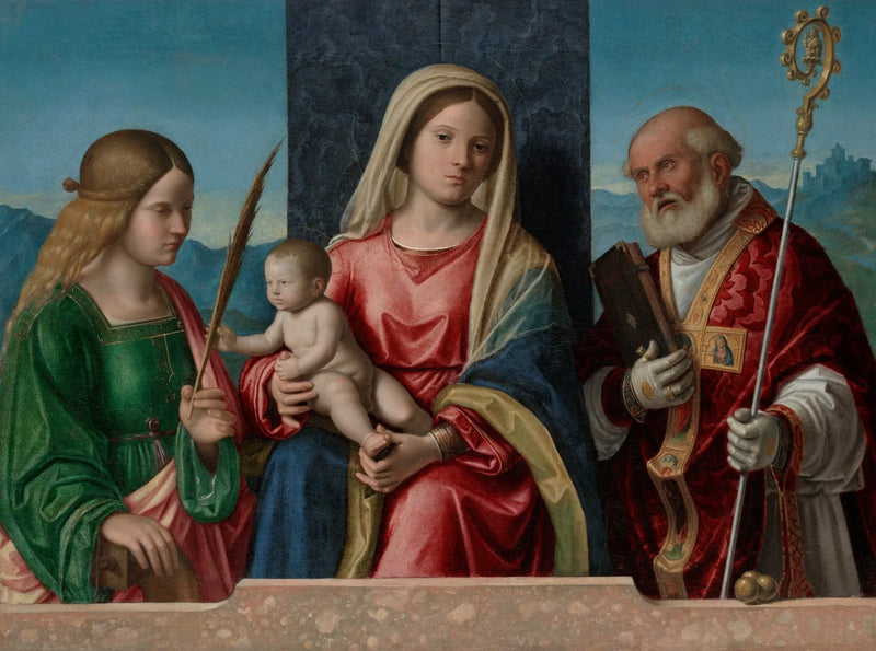 The Virgin and Child with Saint Catherine and Saint Nicholas - Cima da Conegliano
