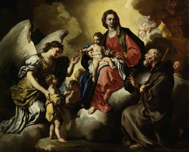 The Virgin and Child, with a boy presented by his guardian angel, and S. Francesco Di Paola - Francesco Solimena