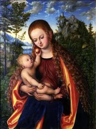 The Virgin and Child in a Sumptuous Landscape - Lucas Cranach the Elder