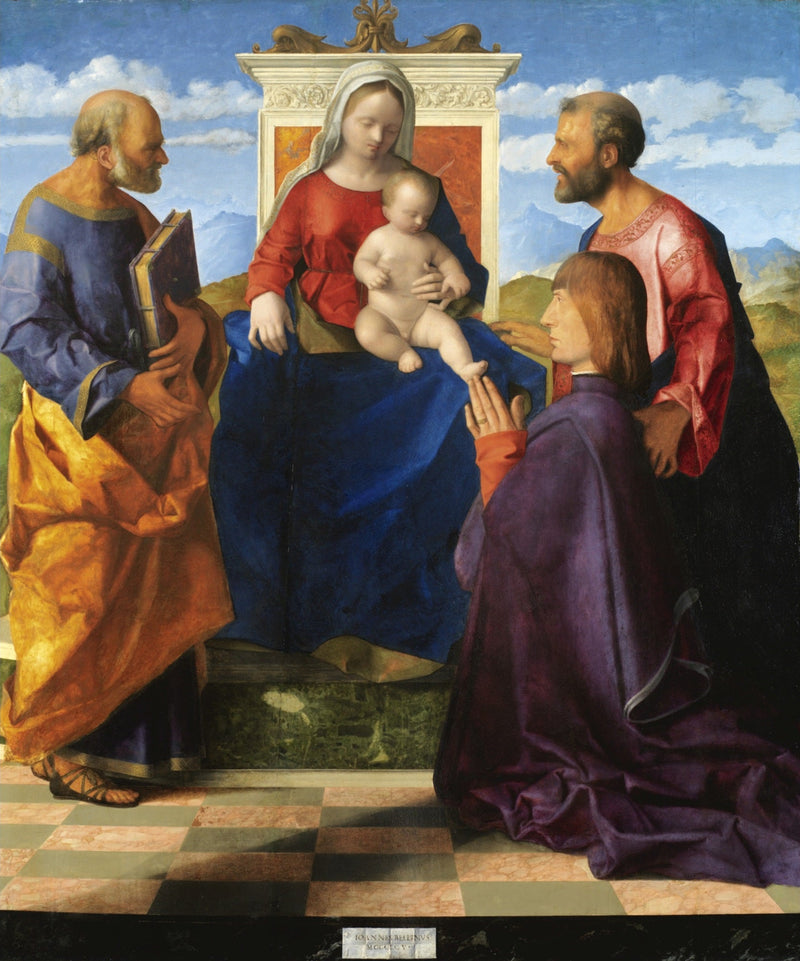 The Virgin and Child Enthroned with Saints and a Donor - Giovanni Bellini