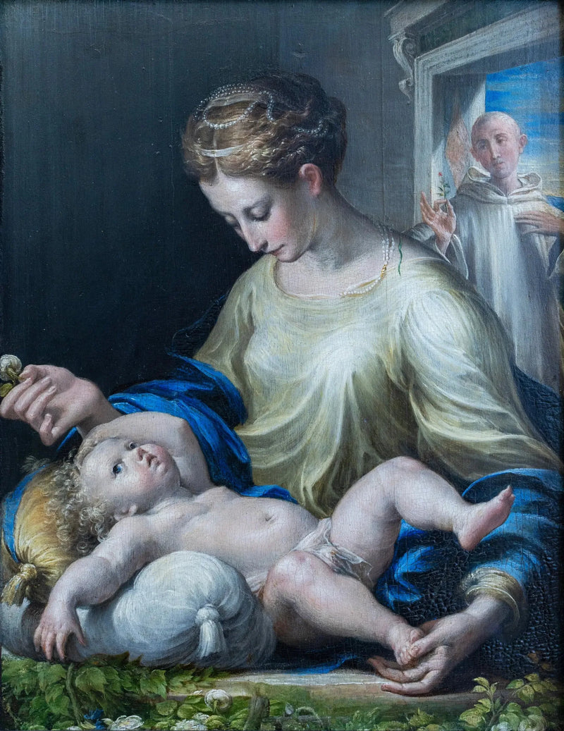 The Virgin and Child with a Monk - Parmigianino - Parmigianino