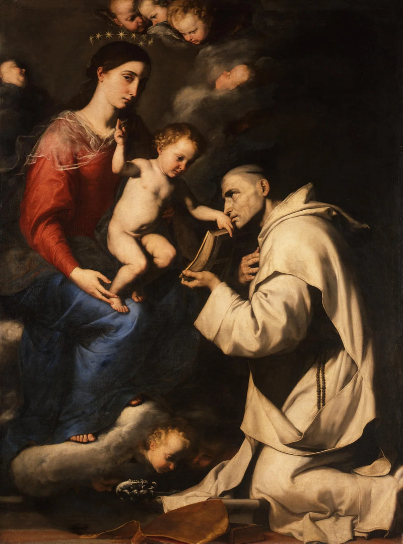 The Virgin and Child Jesus and Saint Bruno - Jusepe de Ribera