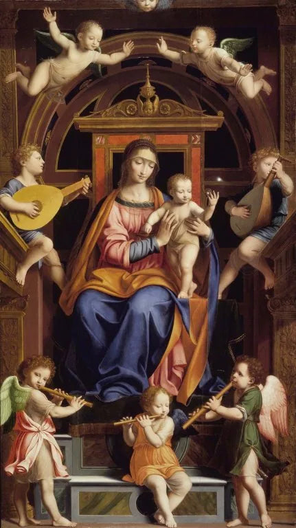 The Virgin and Child enthroned with angels - Bernardino Luini