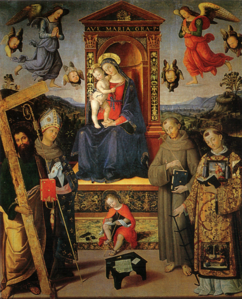 The Virgin and Child Enthroned with Saints - Pinturicchio