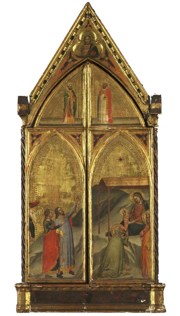 The Virgin and Child enthroned with saints (closed triptych) - Bernardo Daddi