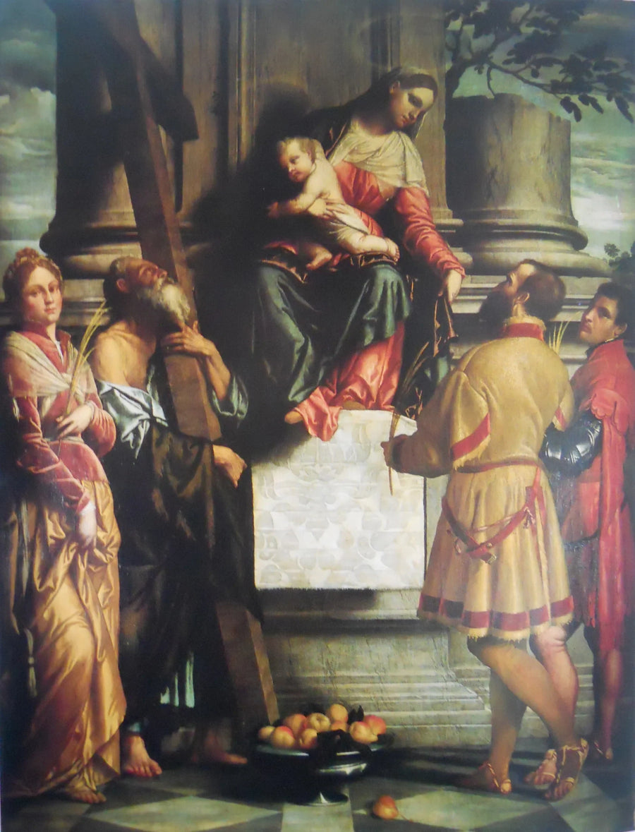 The Virgin and Child enthroned surrounded by saints - Alessandro Bonvicino