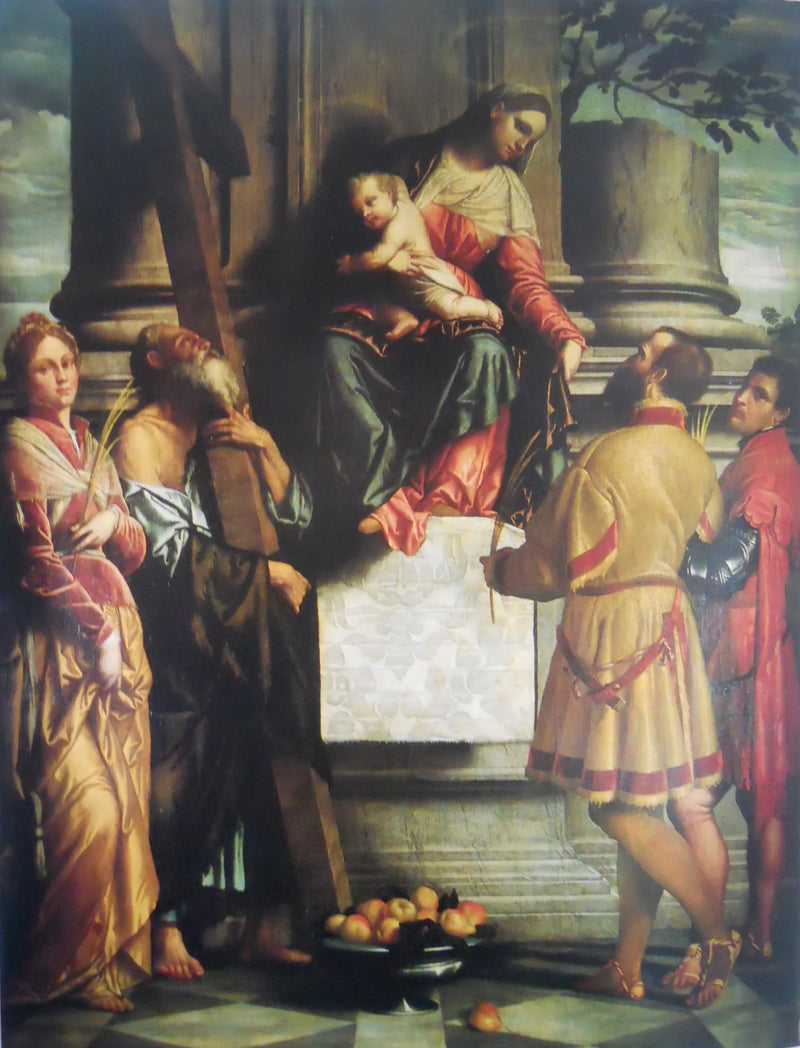 The Virgin and Child enthroned surrounded by saints - Alessandro Bonvicino