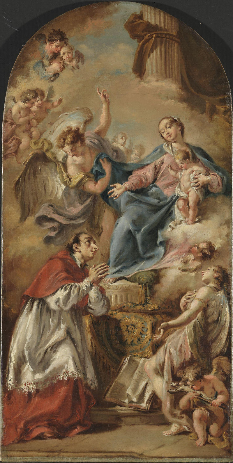 The Virgin and Child adored by Saint Charles Borromeo - Giovanni Battista Pittoni