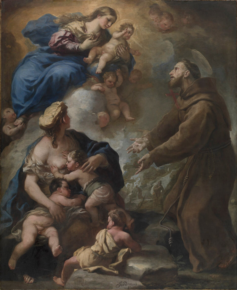 The Virgin and Child appearing to Saint Francis of Assisi - Luca Giordano