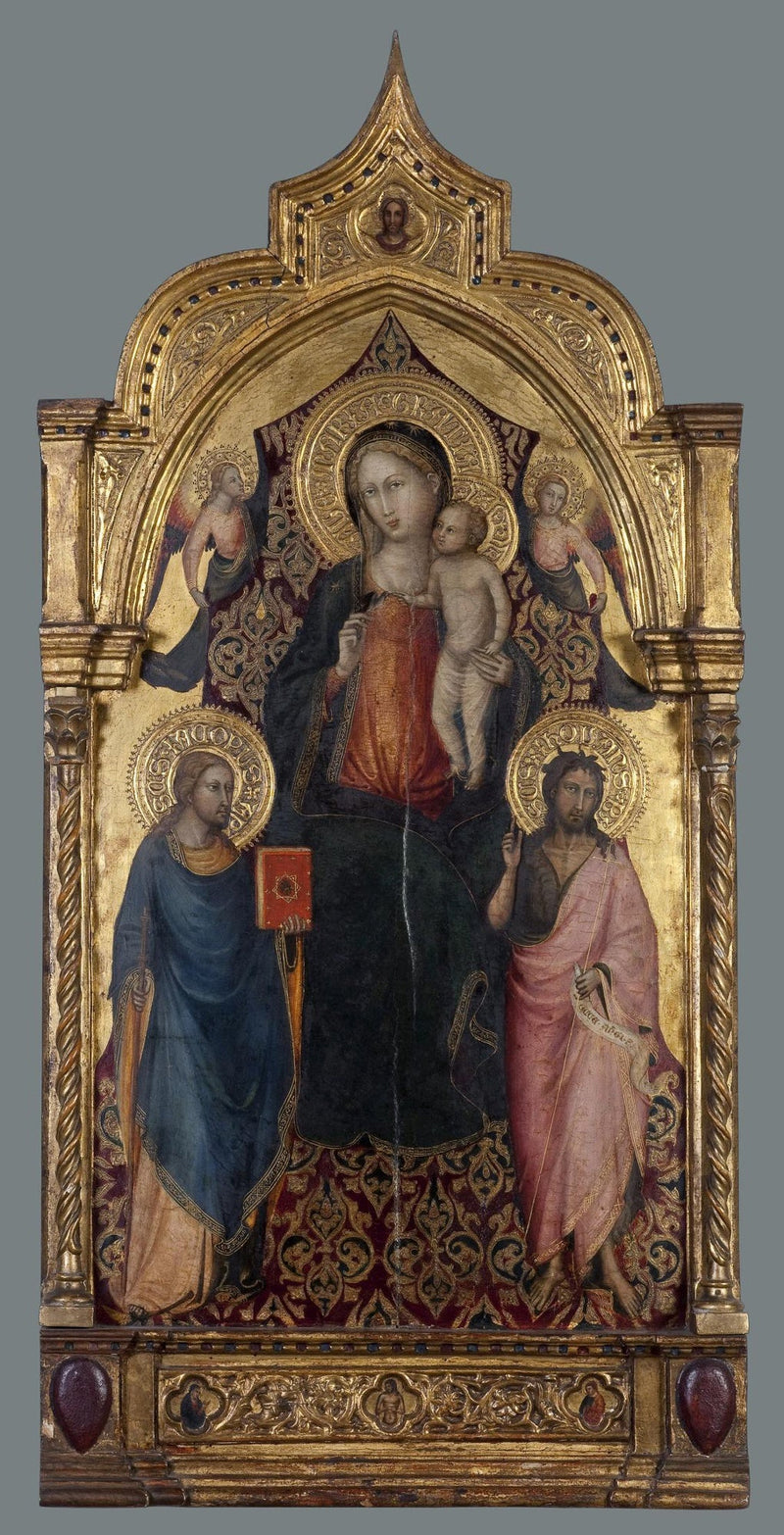 The Virgin and Child, with Saint James the Younger, Saint John the Baptist, and angels