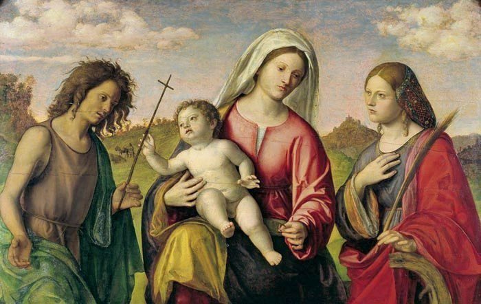The Virgin and Child with Saint Catherine and Saint John the Baptist - Cima da Conegliano