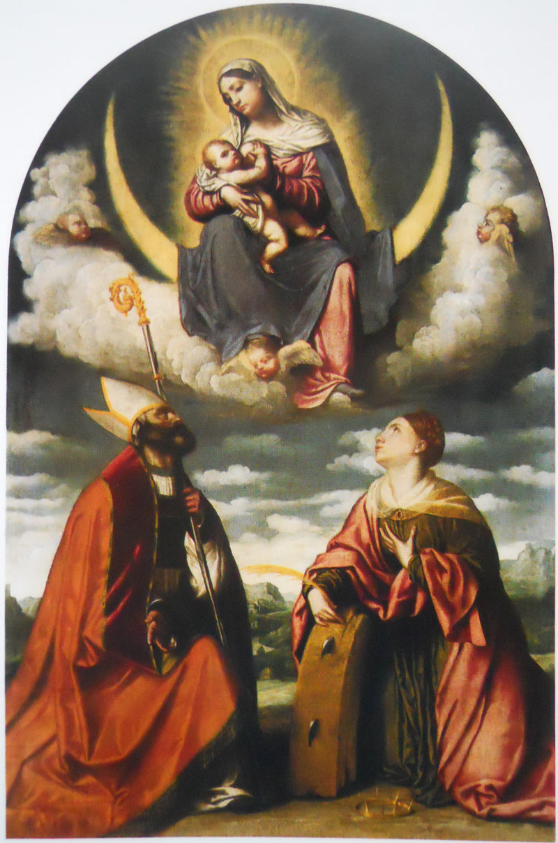 The Virgin and Child in glory with Saint Martin and Saint Catherine - Alessandro Bonvicino