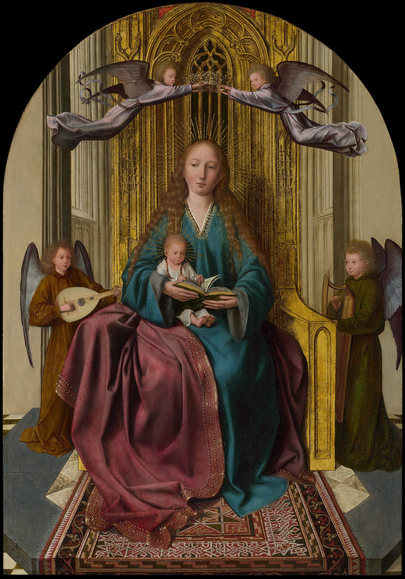 The Virgin and Child in Majesty, surrounded by four angels - Quentin Metsys