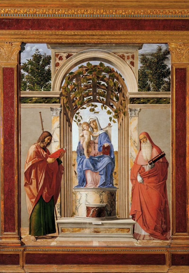 The Virgin and Child, between Saint Jerome and Saint James the Apostle. - Cima da Conegliano