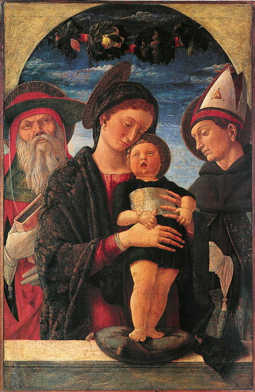 The Virgin and Child between Saint Jerome and Saint Louis of Toulouse - Andrea Mantegna