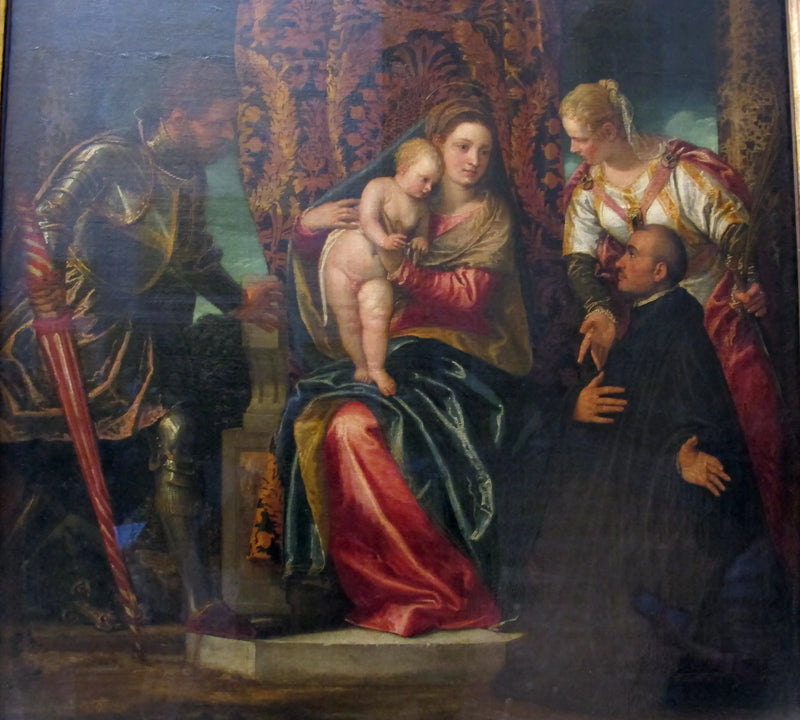 The Virgin and Child between Saint Justine and Saint George, with a kneeling Benedictine - Paul Véronèse