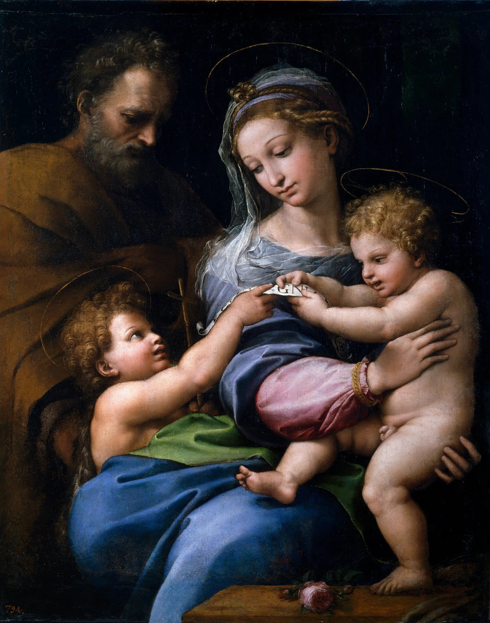 Reproduction du tableau « La Vierge à la rose - Raphaël Sanzio » par Alpha Reproduction en peinture à l’huile