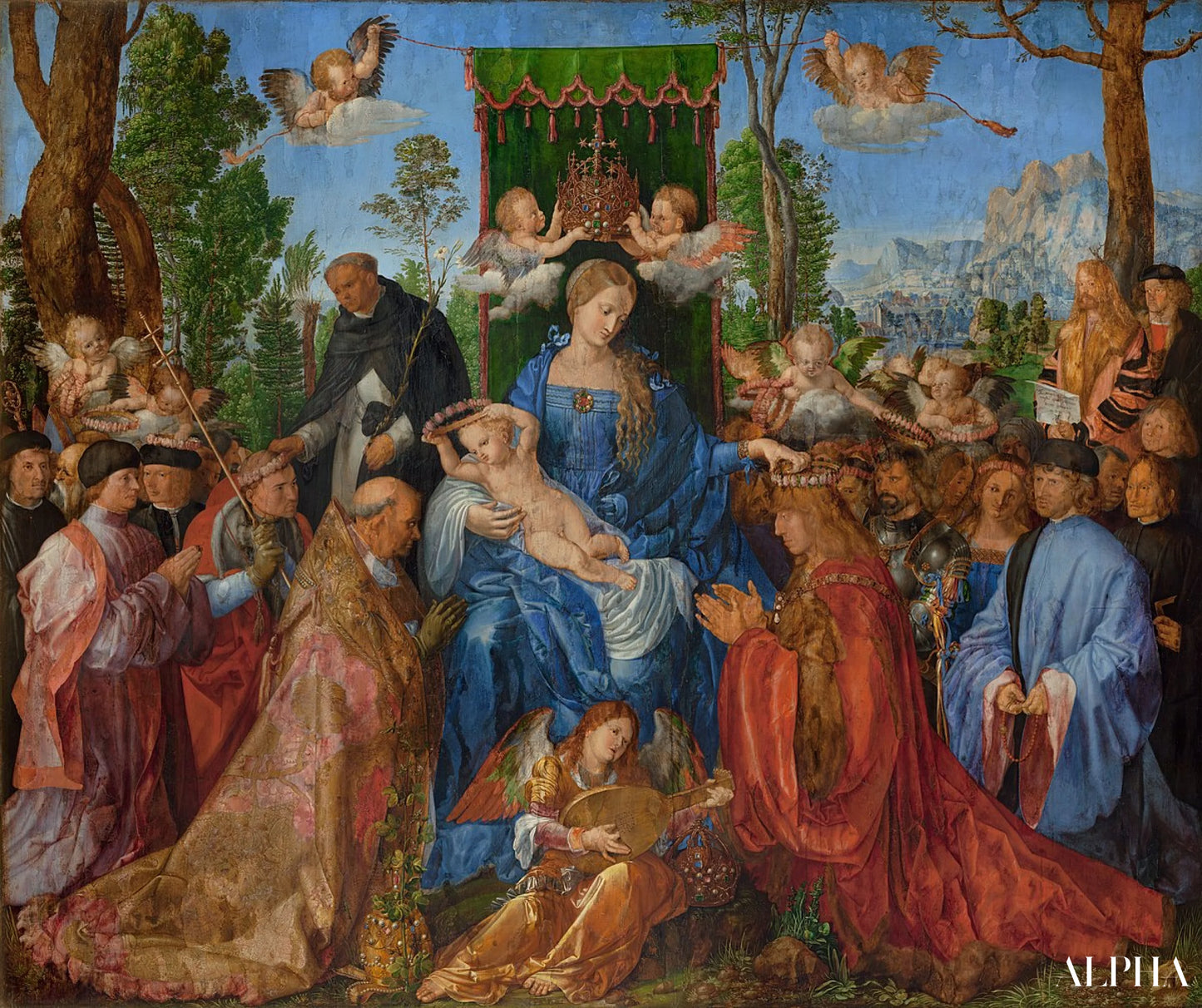 Reproduction du tableau « La Vierge de la fête du rosaire - Albrecht Dürer » par Alpha Reproduction en peinture à l’huile