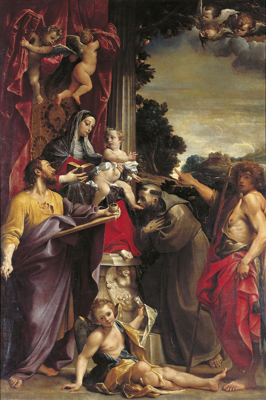 The Virgin Enthroned with Saint Matthew - Annibale Carracci