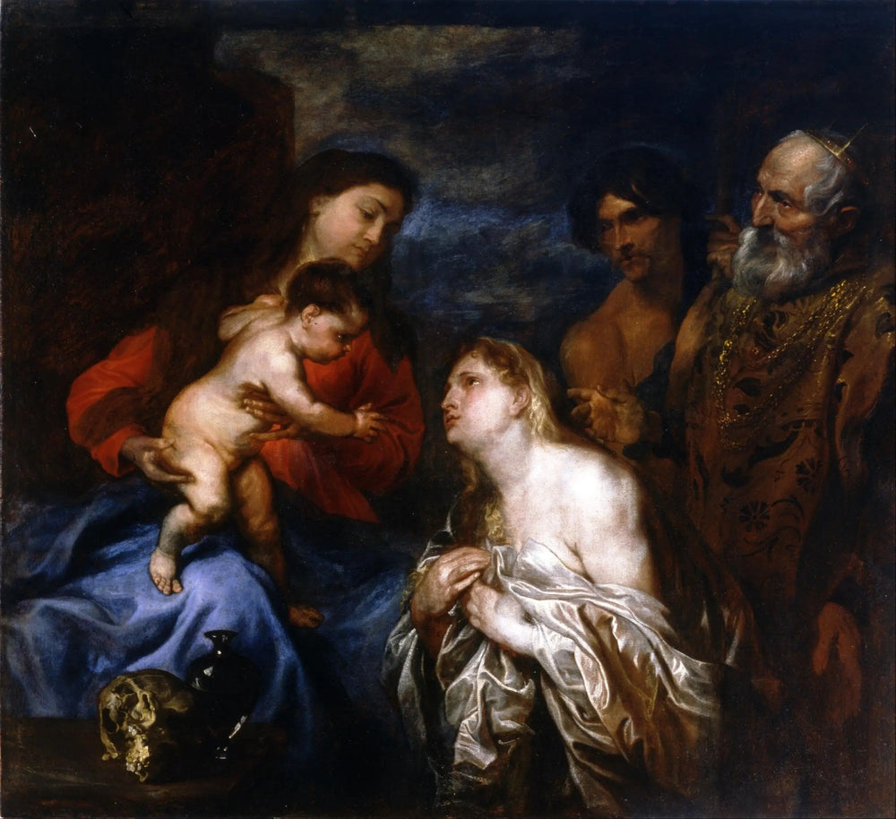 La Vierge et l'Enfant avec les trois pécheurs repentants, Marie-Madeleine, le roi David et le fils prodigue - Antoine van Dyck image 1 reproduction réalisée par Alpha Reproduction