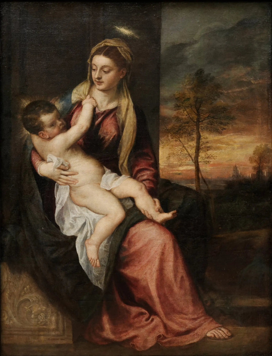The Virgin and Child in an Evening Landscape - Titian