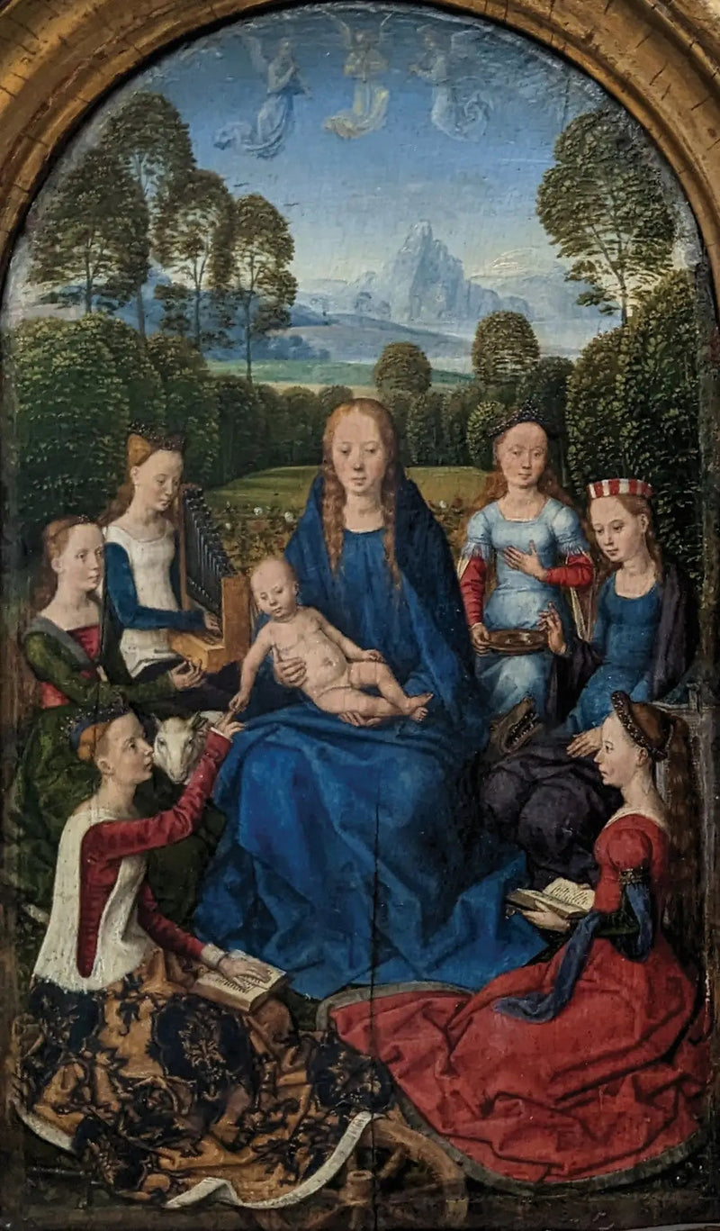 The Virgin and Child surrounded by saints - Hans Memling